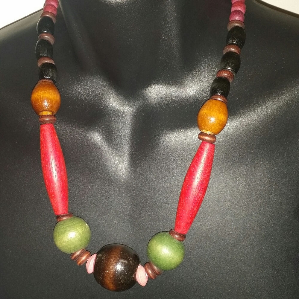 Fashion Necklace Multicolor Wood